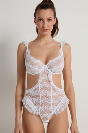 Dámské Body Tezenis Marry Me Krajkové Balconette Bílé | CZ-QM1895702