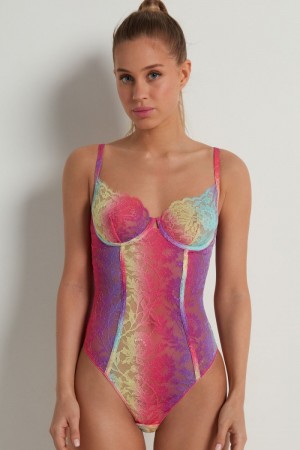 Dámské Body Tezenis Rainbow Krajkové Balconette Viacfarebný | CZ-QM0865271