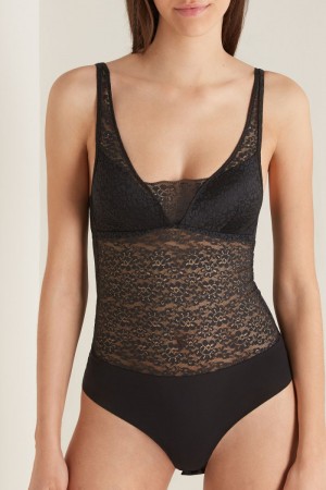 Dámské Body Tezenis Recycled Krajkové Polstrovaný Triangle Černé | CZ-WC2847936