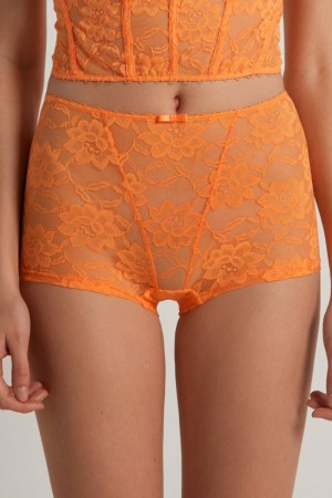 Dámské Boyshorts Tezenis Blooming Krajkové Oranžové | CZ-RE6894051