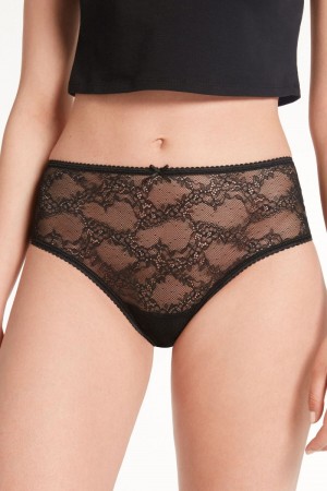 Dámské Boyshorts Tezenis Krajkové Černé | CZ-BQ5314762