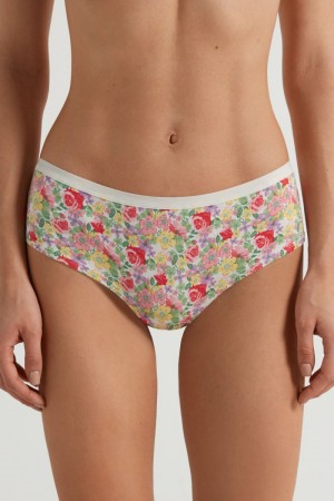 Dámské Boyshorts Tezenis Printed Bavlněné Floral Wildflower Print | CZ-EO6813729