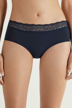 Dámské Boyshorts Tezenis Recycled Bavlněné and Krajkové Blankyt | CZ-FM5896470