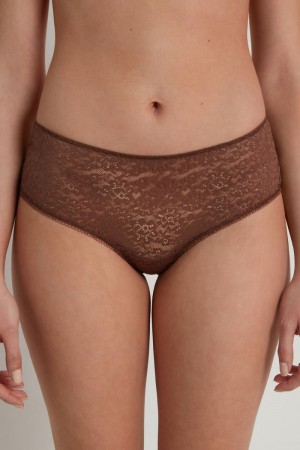 Dámské Boyshorts Tezenis Recycled Krajkové Hnědé | CZ-AO1520438