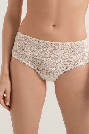 Dámské Boyshorts Tezenis Recycled Krajkové Bílé Bílé Krém | CZ-AY4873612