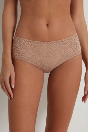 Dámské Boyshorts Tezenis Recycled Krajkové Béžový Béžový Růžové | CZ-GX2913860