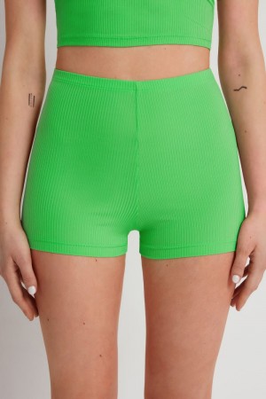 Dámské Boyshorts Tezenis Žebrovaný Microfiber Zelene | CZ-EF8549607