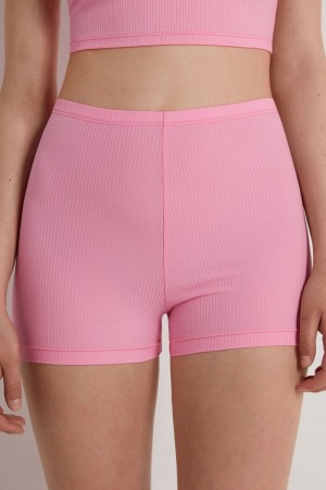 Dámské Boyshorts Tezenis Žebrovaný Microfiber Růžové | CZ-YR8429063