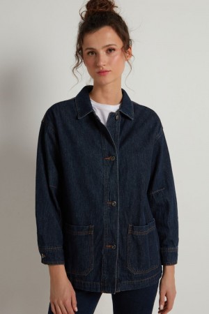 Dámské Bundy Tezenis Buttoned Denim Blankyt | CZ-EX2540618