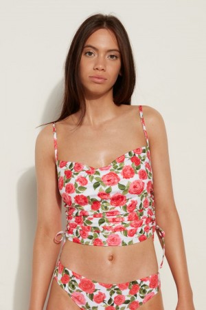 Dámské Crop Top Tezenis Crop Top with Side Drawstrings Růžové | CZ-VE7431982