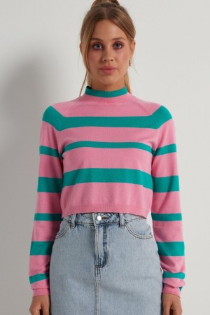 Dámské Crop Top Tezenis Long-Sleeve Mock Turtleneck Zelene Mátově Zelená Zelene Světle Růžové | CZ-RX4013629