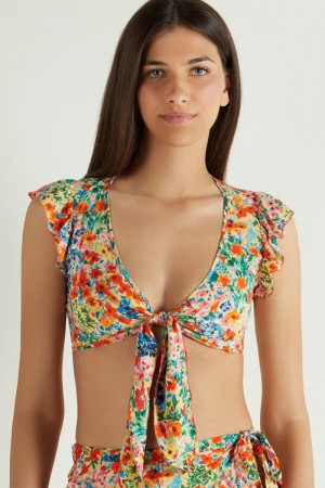 Dámské Crop Top Tezenis Ruffled with Knot Viacfarebný | CZ-PV0182793