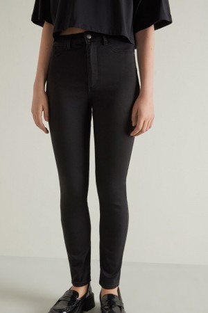Dámské Džíny Tezenis High Pasem Push Up Effect Jeggings Černé | CZ-XQ0251796