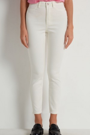 Dámské Džíny Tezenis High Pasem Push Up Effect Jeggings Bílé | CZ-YF2109857