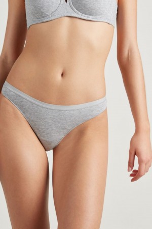 Dámské G-Strings Tezenis Bavlněné Šedé | CZ-ZA3296084