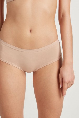 Dámské Kalhotky Tezenis Bavlněné French Béžový Béžový Růžové | CZ-WF1357982