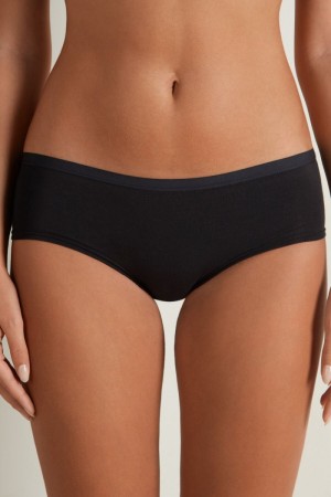 Dámské Kalhotky Tezenis Bavlněné French Černé | CZ-UN9765480