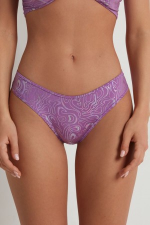 Dámské Kalhotky Tezenis Fluid Violet High-Cut Stringzilian Fialové | CZ-WQ3765942
