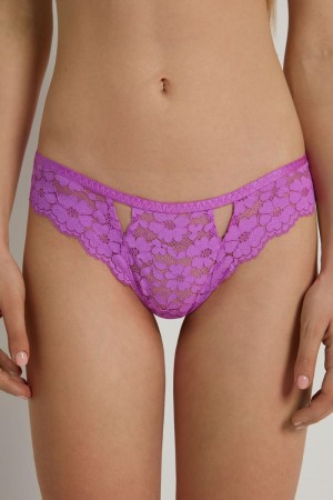 Dámské Kalhotky Tezenis High-Cut Lacezilian with Cut-Outs Fialové Světle Fialové | CZ-RH0534892