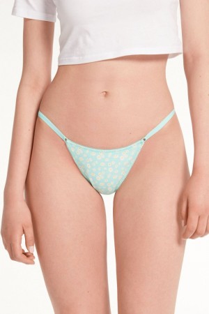 Dámské Kalhotky Tezenis High-Waisted Printed Cottonzilian String Světle Blankyt | CZ-DT1049268