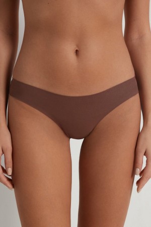 Dámské Kalhotky Tezenis Laser-Cut Bavlněné Recycled Lacezilian Hnědé | CZ-MC6815302