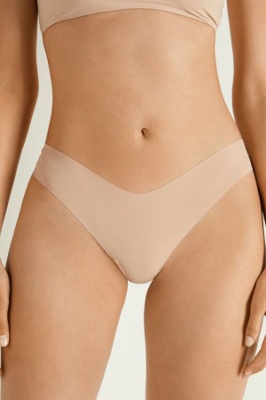 Dámské Kalhotky Tezenis Microfiber V-Shaped Laser-Cutzilian Béžový Béžový Růžové | CZ-WH3165984