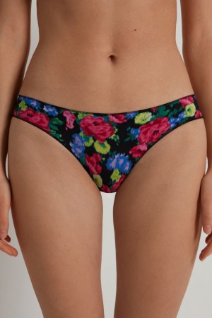 Dámské Kalhotky Tezenis Panties in Printed Microfiber Černé | CZ-WR8692354