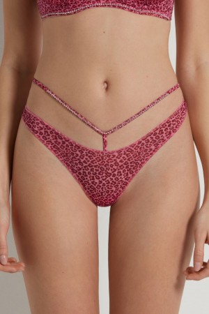 Dámské Kalhotky Tezenis Pretty Leopard High-Cutzilian Růžové Leopard | CZ-WP9150738