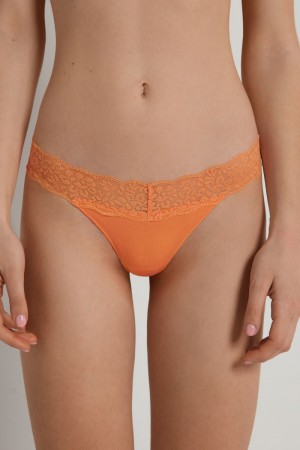 Dámské Kalhotky Tezenis Recycled Bavlněné and Lacezilian Oranžové | CZ-OY9850462