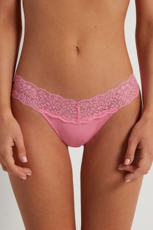 Dámské Kalhotky Tezenis Recycled Bavlněné and Lacezilian Růžové | CZ-BP7136804