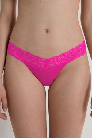 Dámské Kalhotky Tezenis Recycled Bavlněné and Lacezilian Růžové Fuchsie | CZ-TF3152769