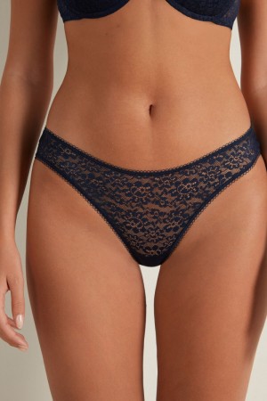 Dámské Kalhotky Tezenis Recycled Krajkové High-Cut Blankyt | CZ-JL8576324