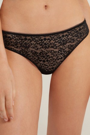 Dámské Kalhotky Tezenis Recycled Krajkové Laser-Cut Microfiberzilian Černé | CZ-YU8145369