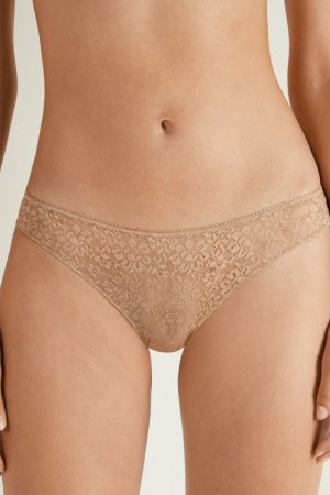 Dámské Kalhotky Tezenis Recycled Krajkové Laser-Cut Microfiberzilian Béžový Béžový Růžové | CZ-NB1627089