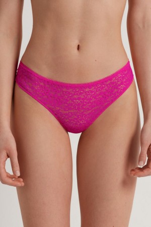 Dámské Kalhotky Tezenis Recycled Krajkové Laser-Cut Microfiberzilian Růžové Fuchsie | CZ-QV4891762