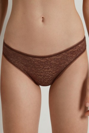 Dámské Kalhotky Tezenis Recycled Lacezilian Hnědé | CZ-XW2485136