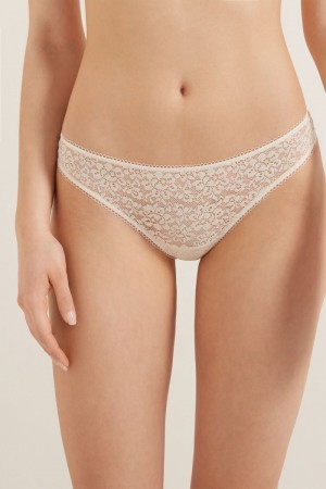Dámské Kalhotky Tezenis Recycled Lacezilian Bílé Bílé Krém | CZ-MV8321054