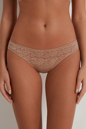 Dámské Kalhotky Tezenis Recycled Lacezilian Béžový Béžový Růžové | CZ-JC4165798