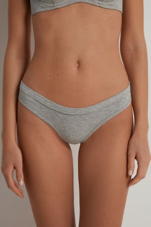 Dámské Kalhotky Tezenis Spring Rib High-Cut Cottonzilian Šedé | CZ-LV3942517