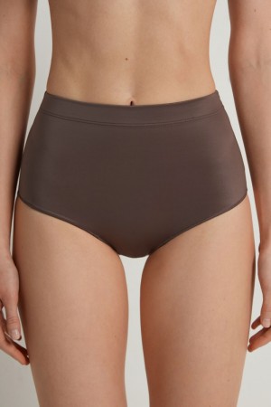 Dámské Kalhotky Tezenis Ultralight High-Waisted Shaping Hnědé | CZ-EU0824569