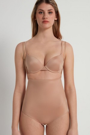 Dámské Kalhotky Tezenis Ultralight Shaping High with Straps Béžový Béžový Růžové | CZ-HG3965827