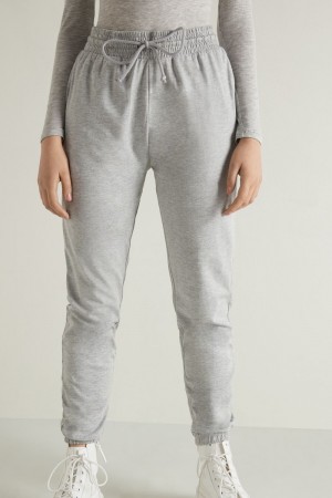 Dámské Kalhoty Jogger Tezenis Joggers with Welt Pocket and Drawstring Šedé | CZ-WO2340761