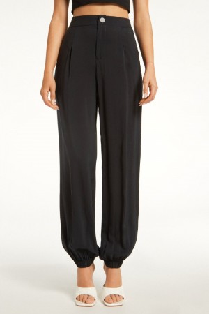 Dámské Kalhoty Jogger Tezenis Viscose Fabric Černé | CZ-SG8275403