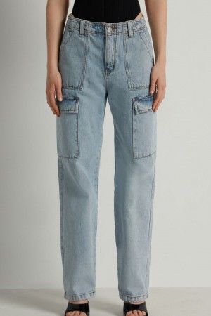 Dámské Kalhoty Tezenis Denim Cargo Blankyt | CZ-UC9125630