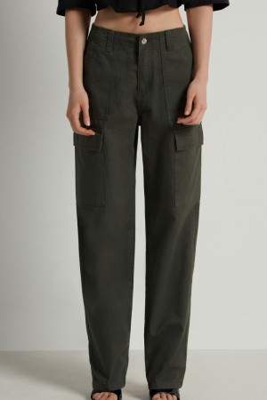 Dámské Kalhoty Tezenis Denim Cargo Zelene | CZ-VG3620194
