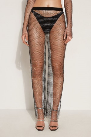 Dámské Kalhoty Tezenis Limited-Edition Rhinestone Mesh Černé | CZ-PS1450829