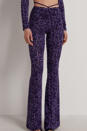Dámské Kalhoty Tezenis Printed Jóga Dance with Ties Fialové | CZ-RJ3729150