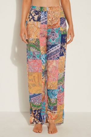 Dámské Kalhoty Tezenis Rovný-Leg Viscose Fabric Viacfarebný | CZ-LA8943271