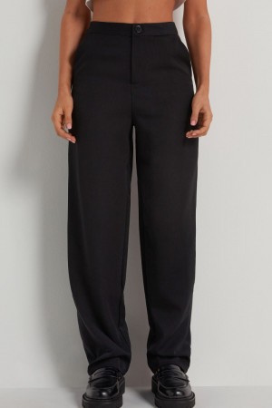 Dámské Kalhoty Tezenis Rovný Cloth with Pockets Černé | CZ-GQ0214936