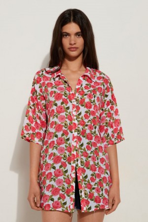 Dámské Košile Tezenis Half-sleeve Cloth Růžové Černé Růžové | CZ-TK9823756